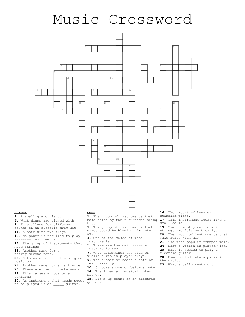 half note crossword half note crossword