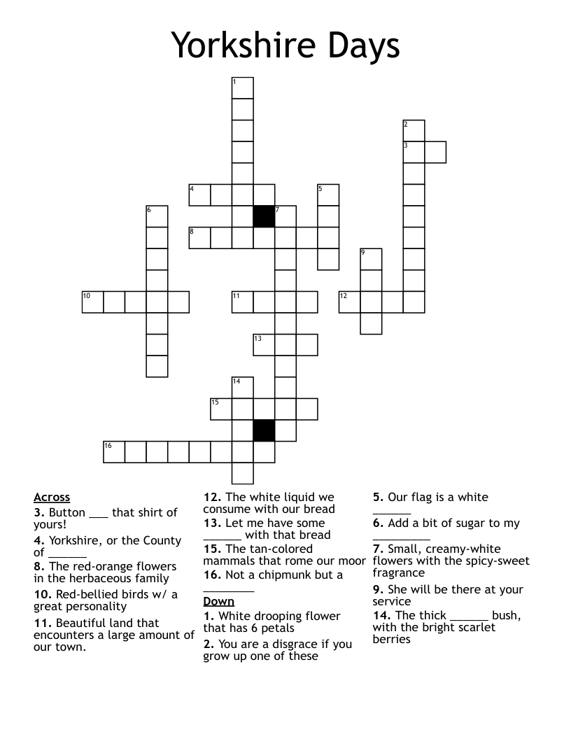 Musical Shows Crossword WordMint