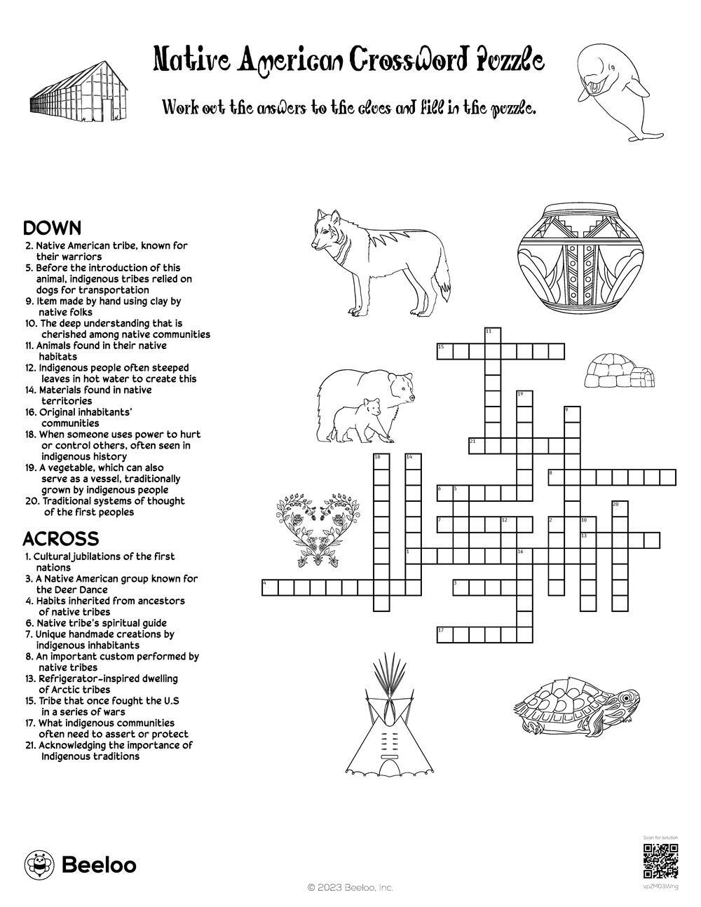 Native American Crossword Puzzle Beeloo Printable Crafts And Activities For Kids Native American Crossword Puzzle Beeloo Printable Crafts And Activities For Kids