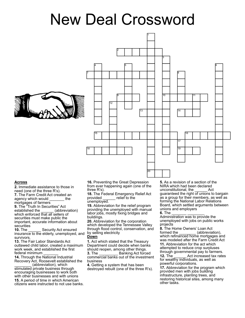 New Deal Crossword WordMint