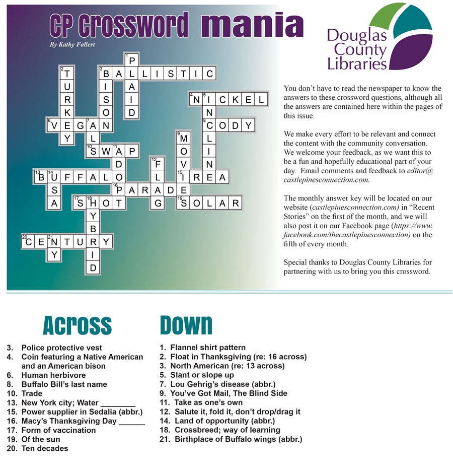 November Crossword Puzzle The Castle Pines Connection November Crossword Puzzle The Castle Pines Connection