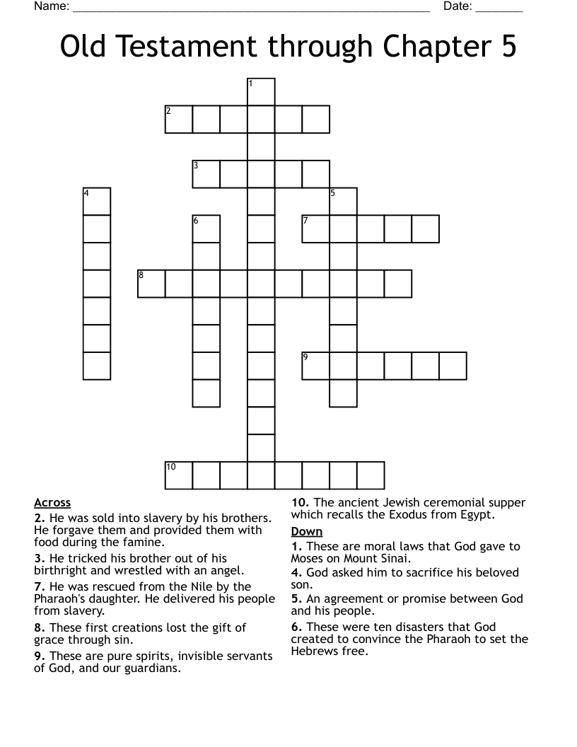 Old Testament Through Chapter 5 Crossword WordMint