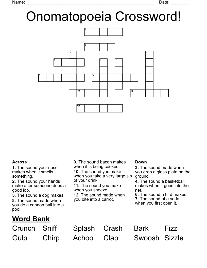 Onomatopoeia Crossword WordMint