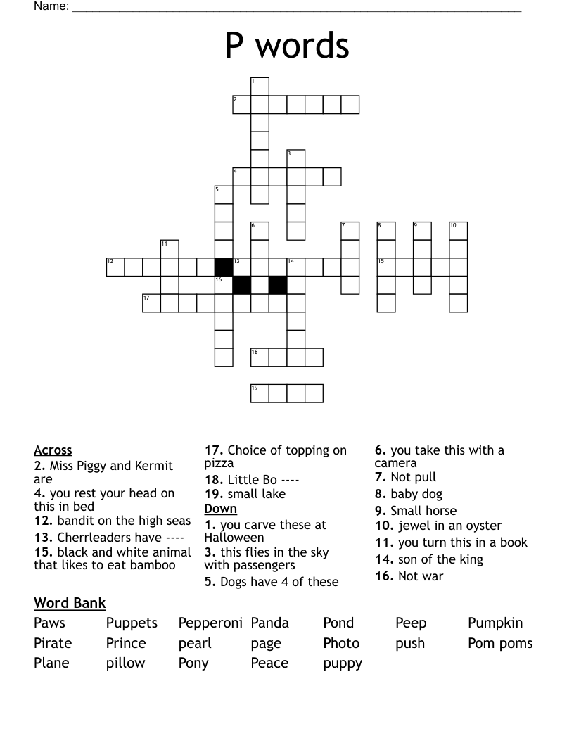 P Words Crossword WordMint