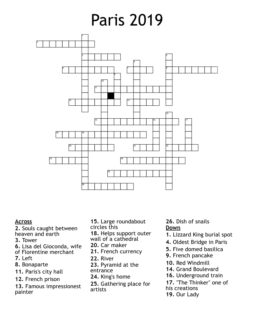 Paris 2019 Crossword WordMint