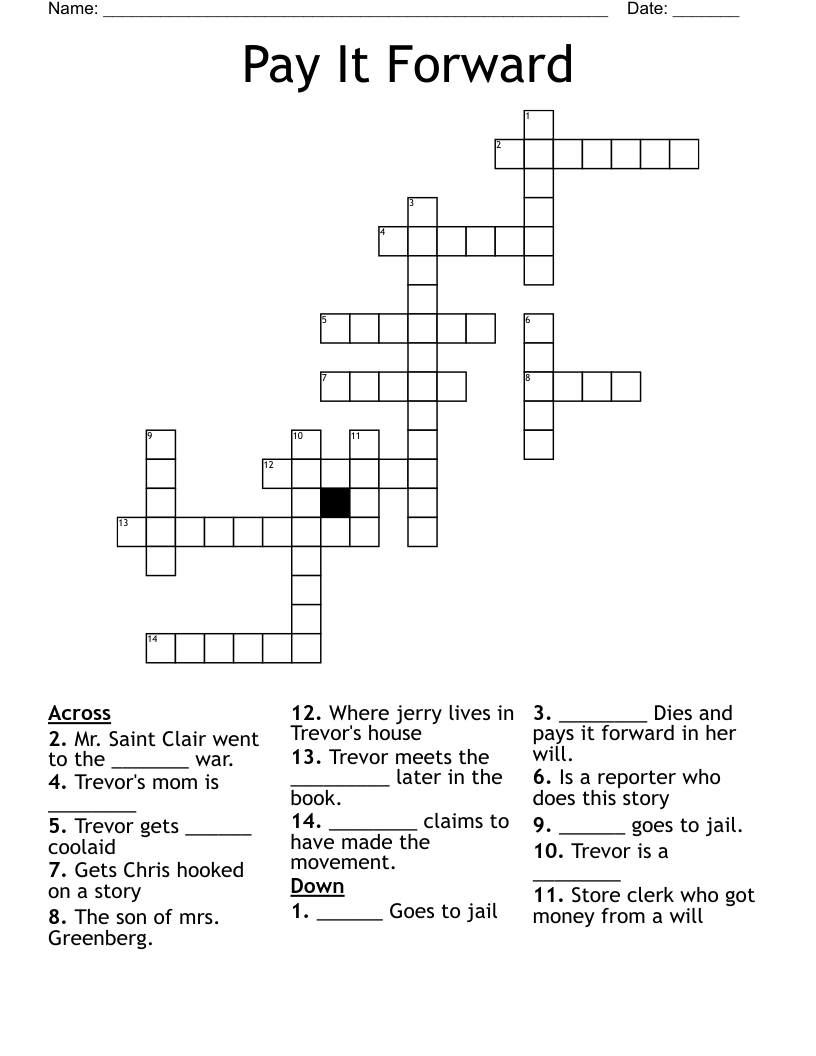 Pay It Forward Crossword WordMint Pay It Forward Crossword WordMint
