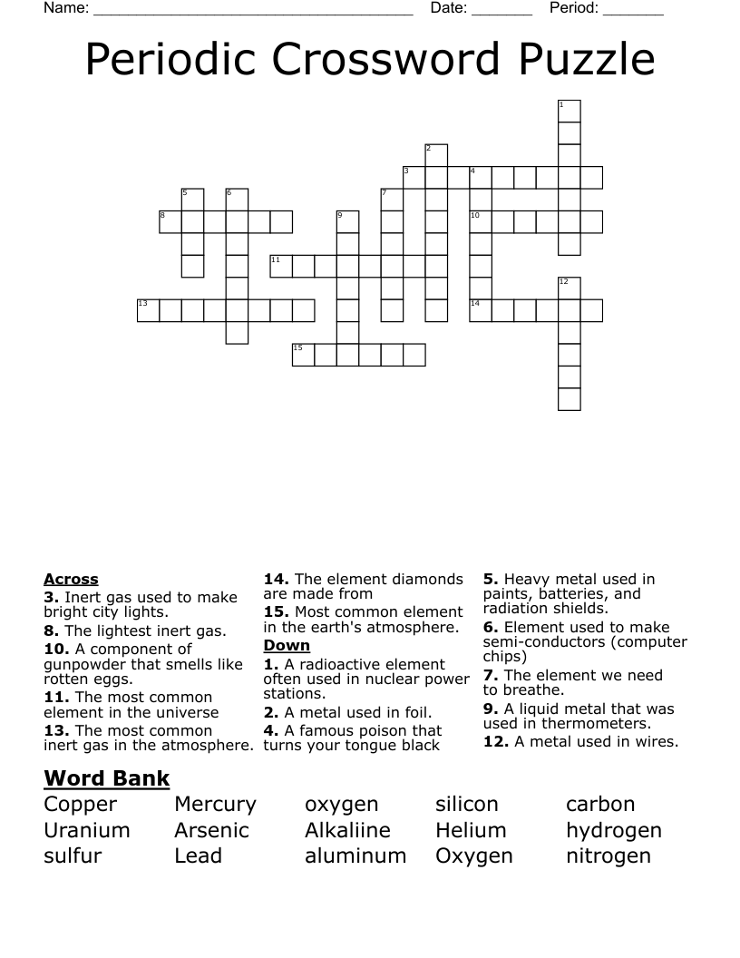 Periodic Crossword Puzzle WordMint