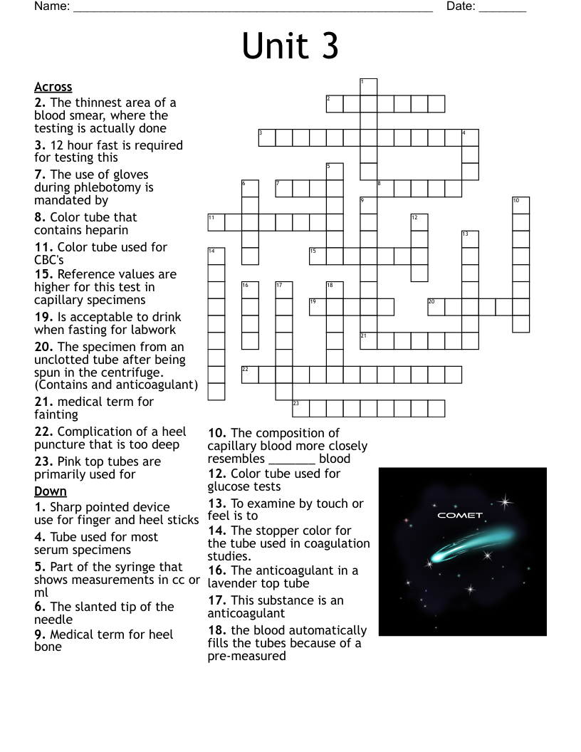 Phlebotomy Chapter 1 And 2 Crossword WordMint Phlebotomy Chapter 1 And 2 Crossword WordMint