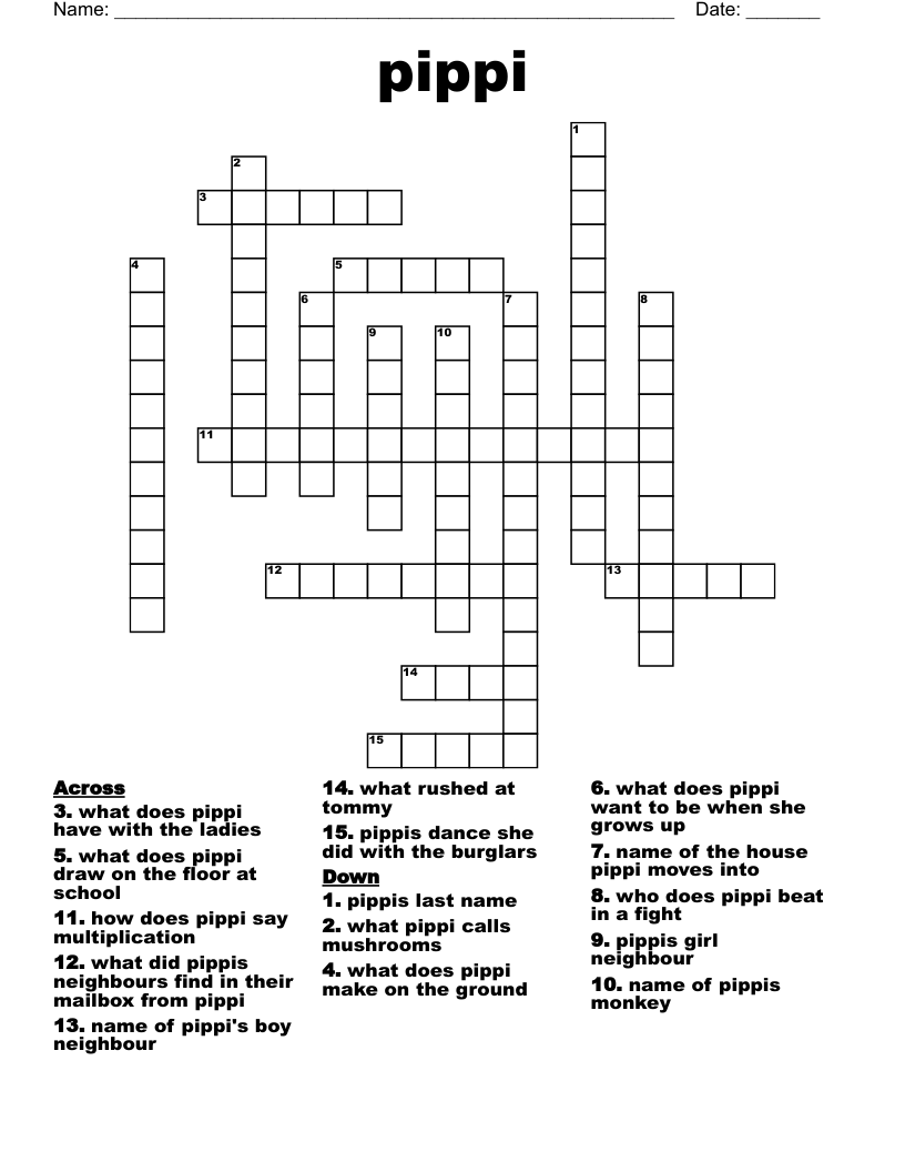 Pippi s Golden Crossword WordMint