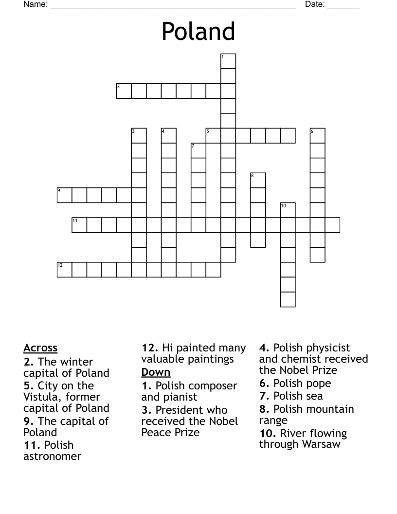 Poland Crossword WordMint Poland Crossword WordMint