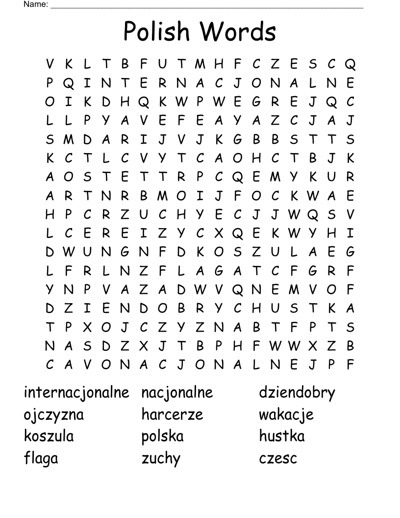 Polish Words Word Search WordMint Polish Words Word Search WordMint