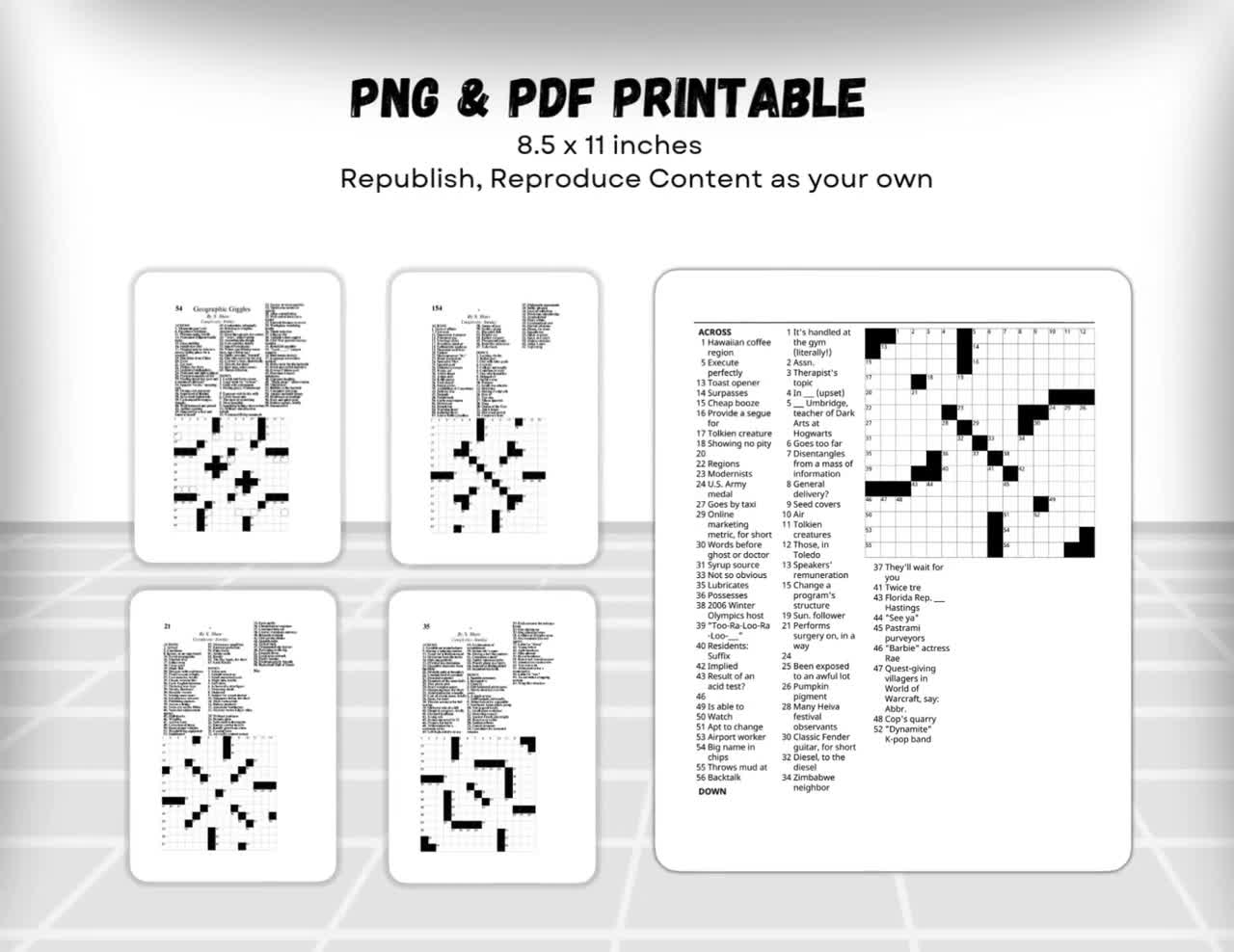 Printable Crossword Puzzles For Adults 150 Themes PDF Etsy Israel