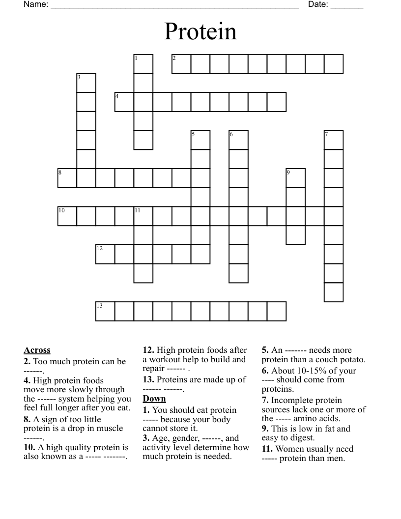 Protein Crossword WordMint