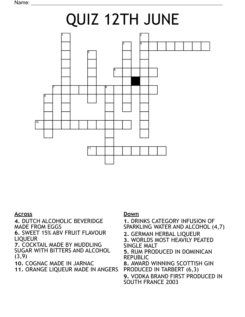 QUIZ 12TH JUNE Crossword WordMint
