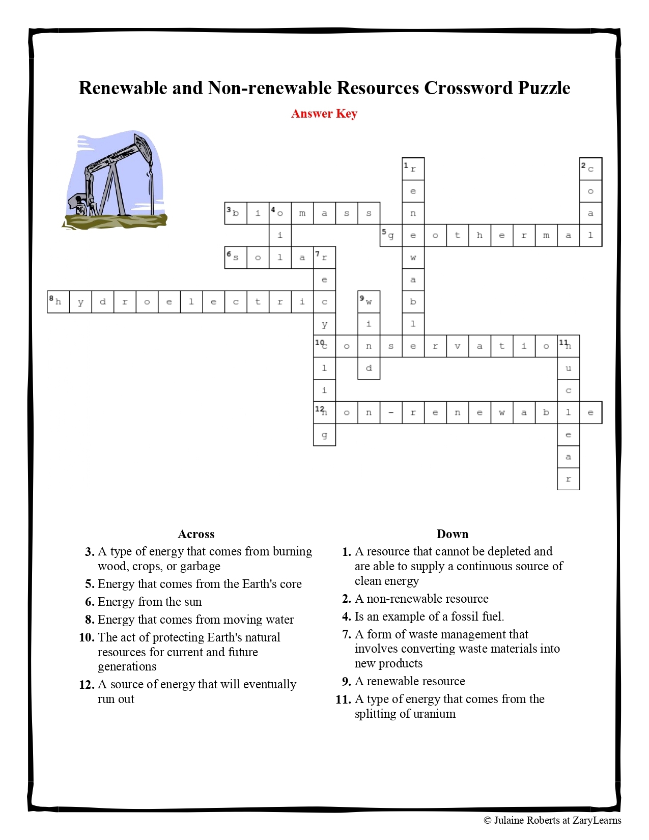 Renewable And Non renewable Resources Crossword Puzzle Made By Teachers Renewable And Non renewable Resources Crossword Puzzle Made By Teachers