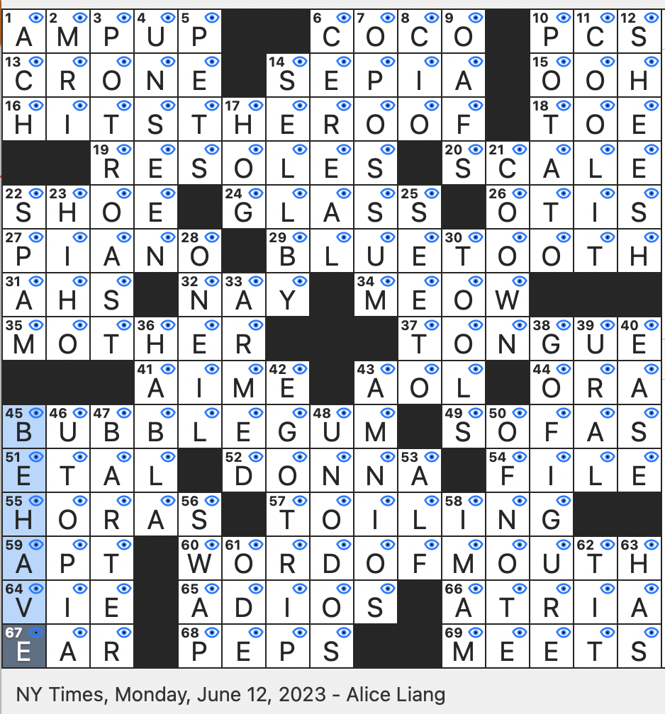 Rex Parker Does The NYT Crossword Puzzle Cry In Cologne MON 6 12 23 Buck First Black Coach In Major League Baseball 2017 Disney Movie About The Day Of The Dead