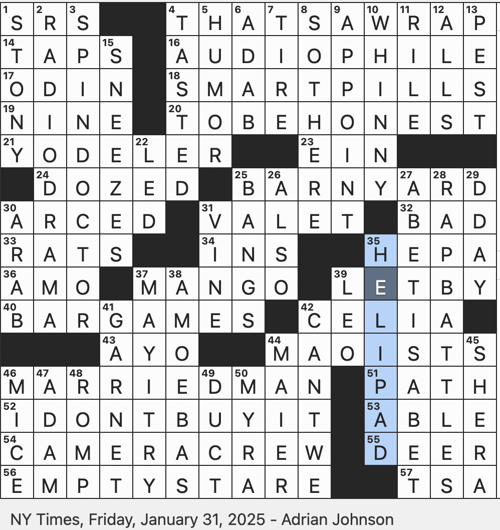 Rex Parker Does The NYT Crossword Puzzle January 2025