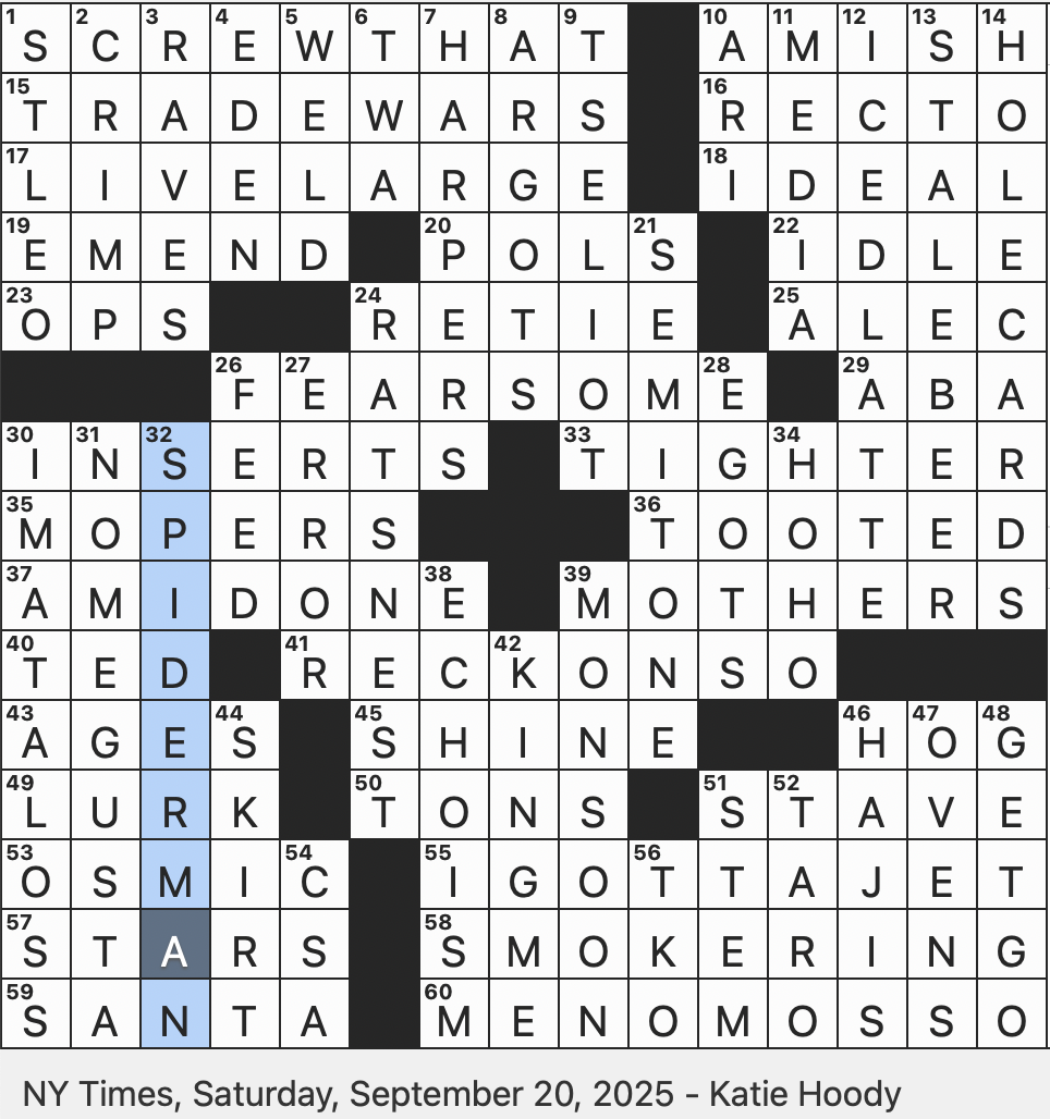 Rex Parker Does The NYT Crossword Puzzle Self effacing Personality Trait SAT 9 20 25 Slower Musically Verso s Counterpart Drink Drunk The Morning After Maybe Hill Folk Informally Demand