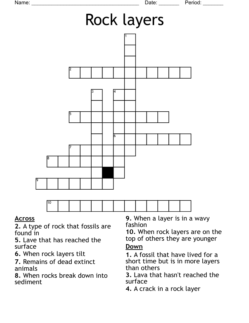 Rock Layers Crossword WordMint Rock Layers Crossword WordMint