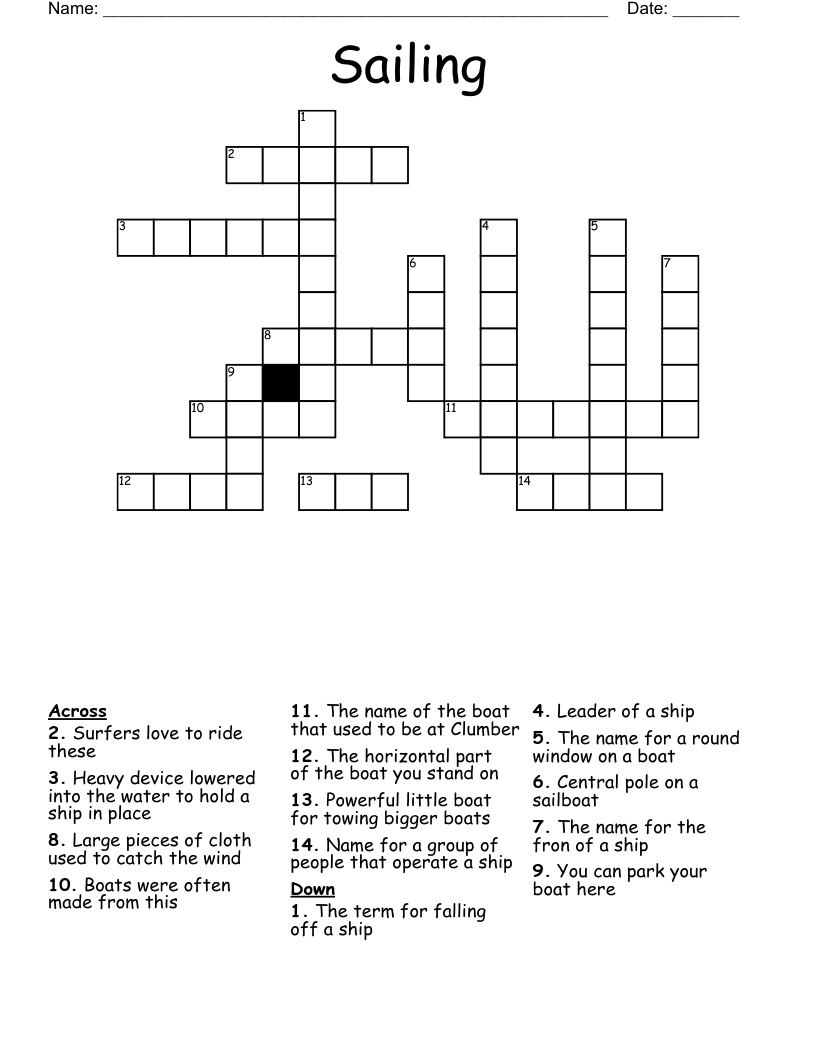 Sailing Crossword WordMint