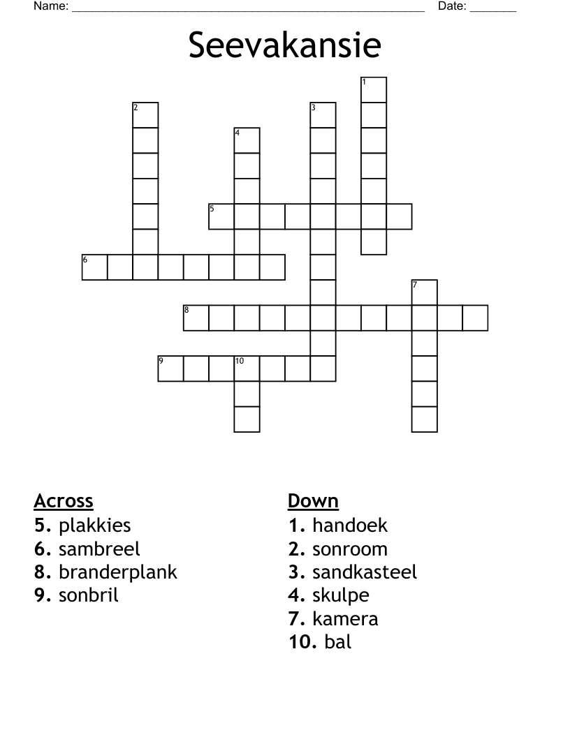 Seevakansie Crossword WordMint