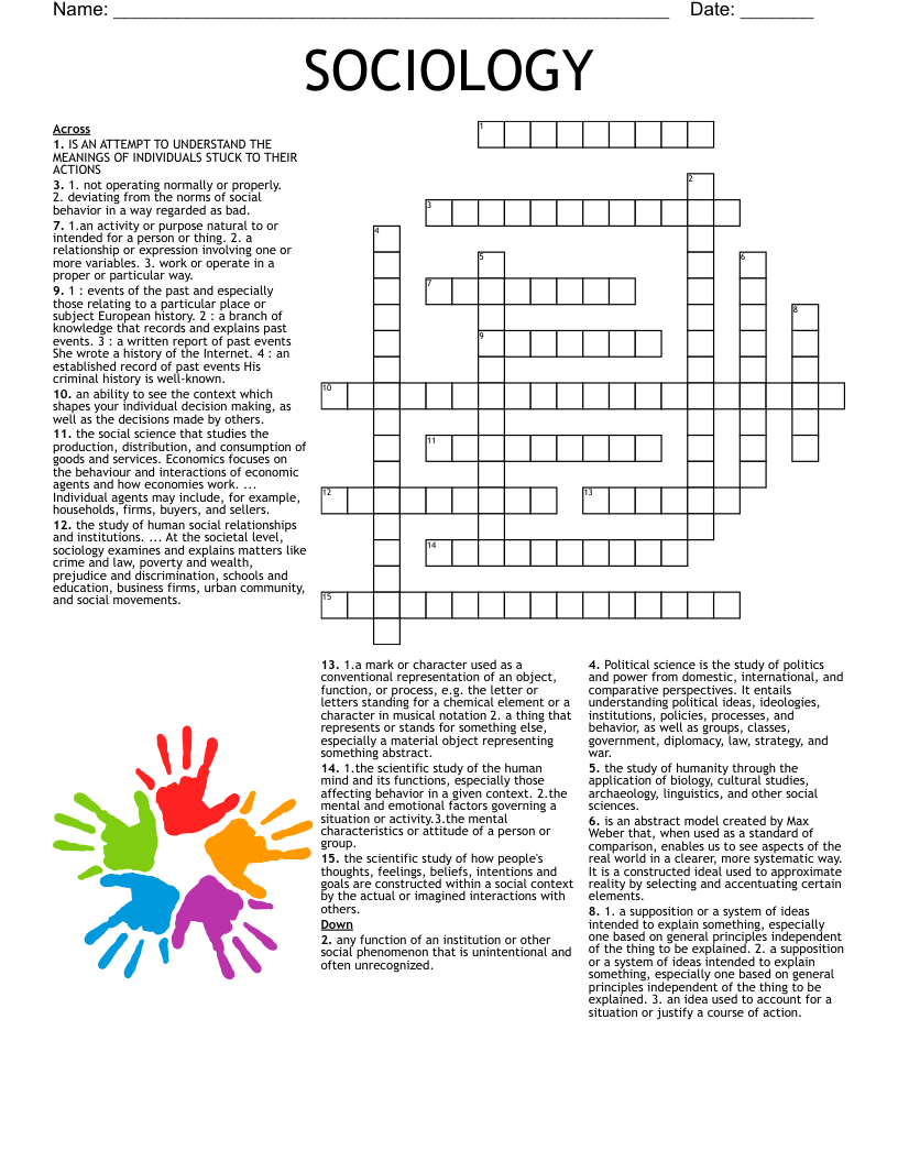 SOCIOLOGY Crossword WordMint