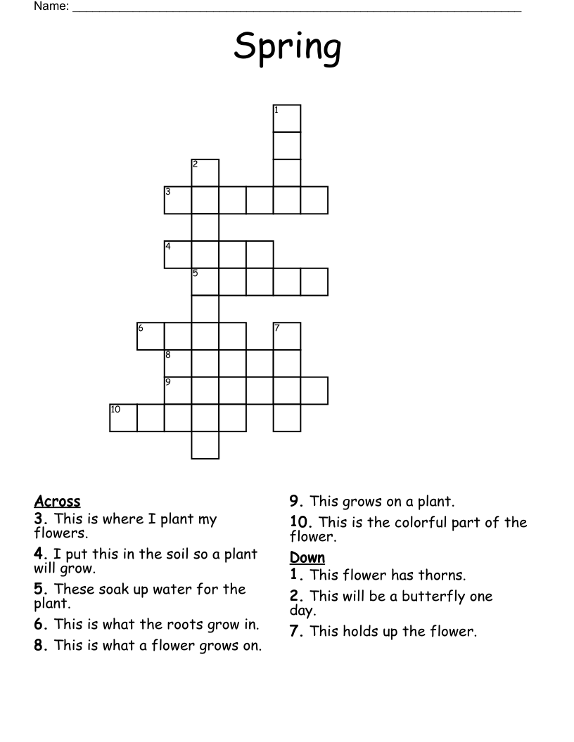 Spring Crossword WordMint Spring Crossword WordMint