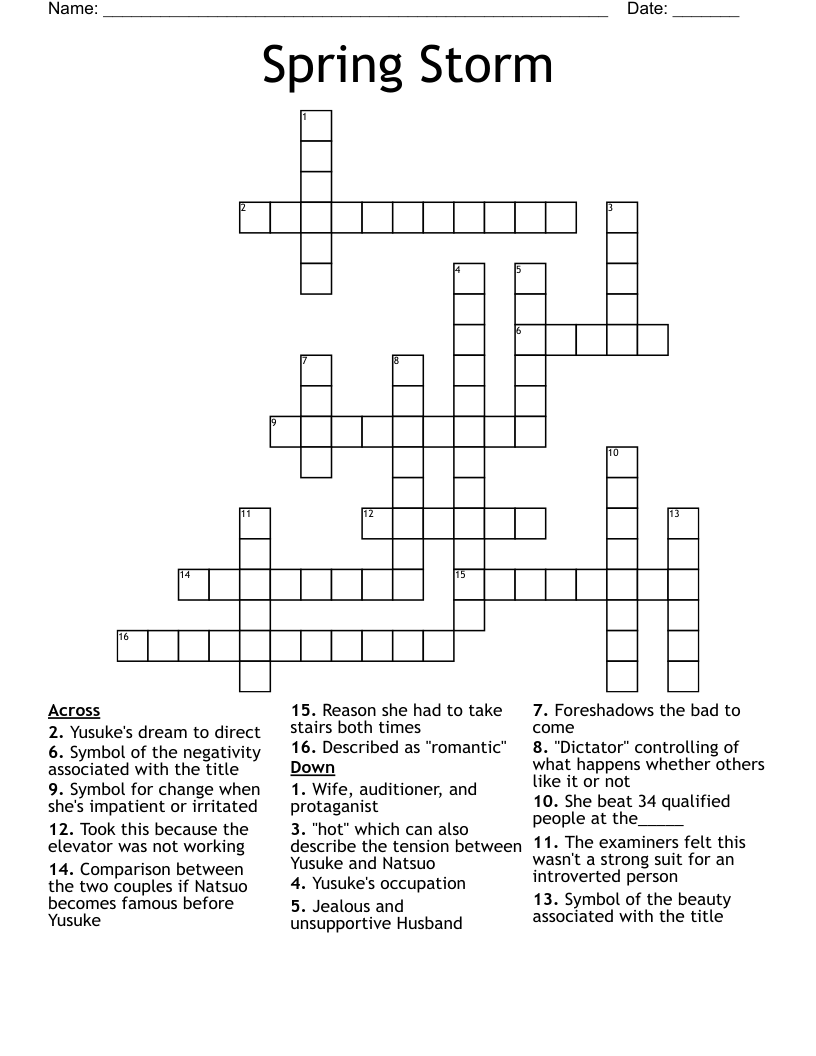 Spring Storm Crossword WordMint Spring Storm Crossword WordMint