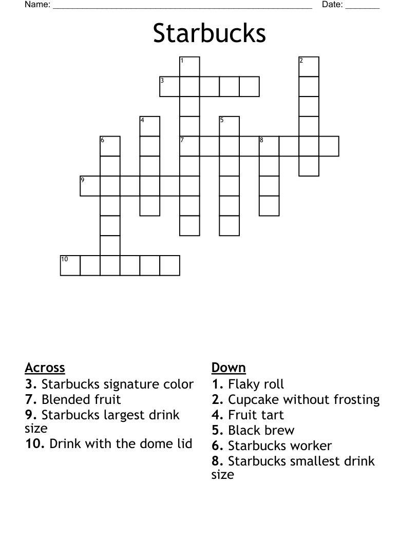 Starbucks Crossword WordMint