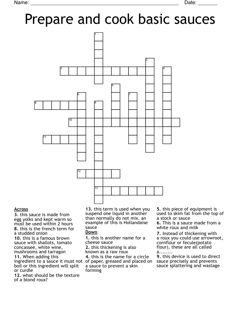 Stocks Sauces And Soups Crossword WordMint Stocks Sauces And Soups Crossword WordMint