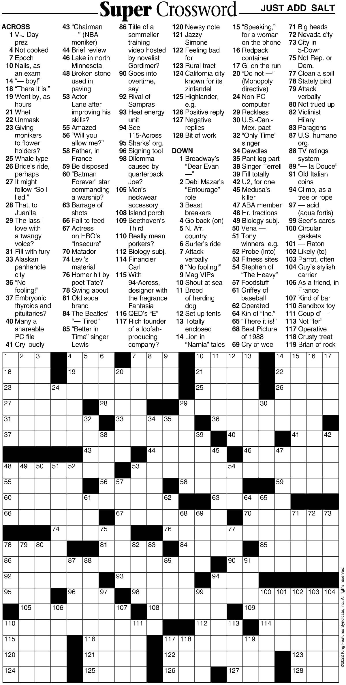 Super Crossword Just Add Salt Your West Central Voice