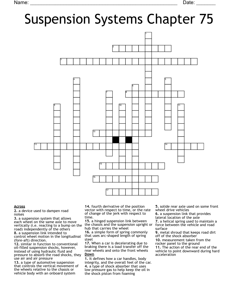 Suspension Systems Chapter 75 Crossword WordMint