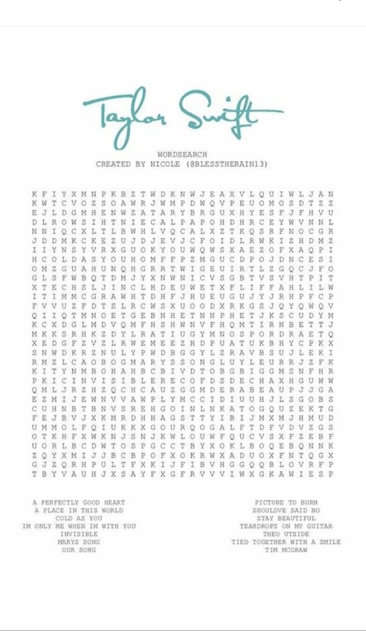 taylor swift crossword