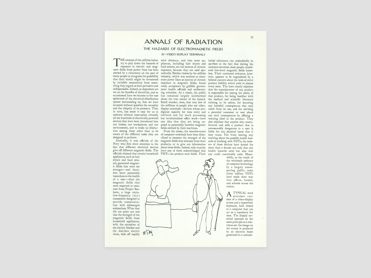 The Hazards Of Electromagnetic Fields III Video Display Terminals The New Yorker