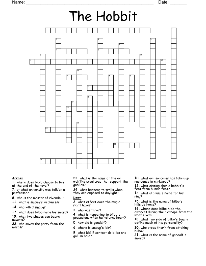 tolkien creature crossword