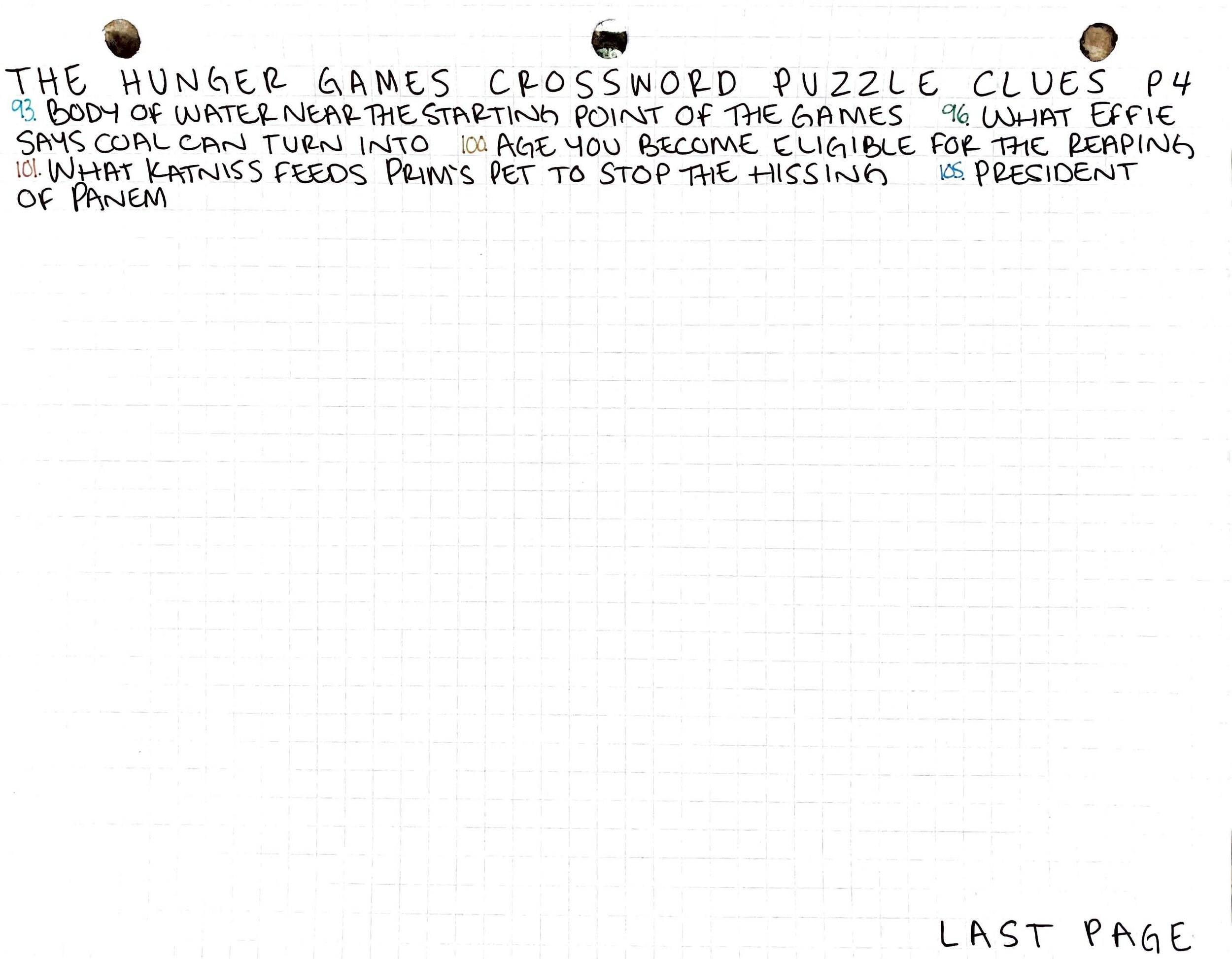 The Hunger Games Crossword Puzzle Bayley Reads Books