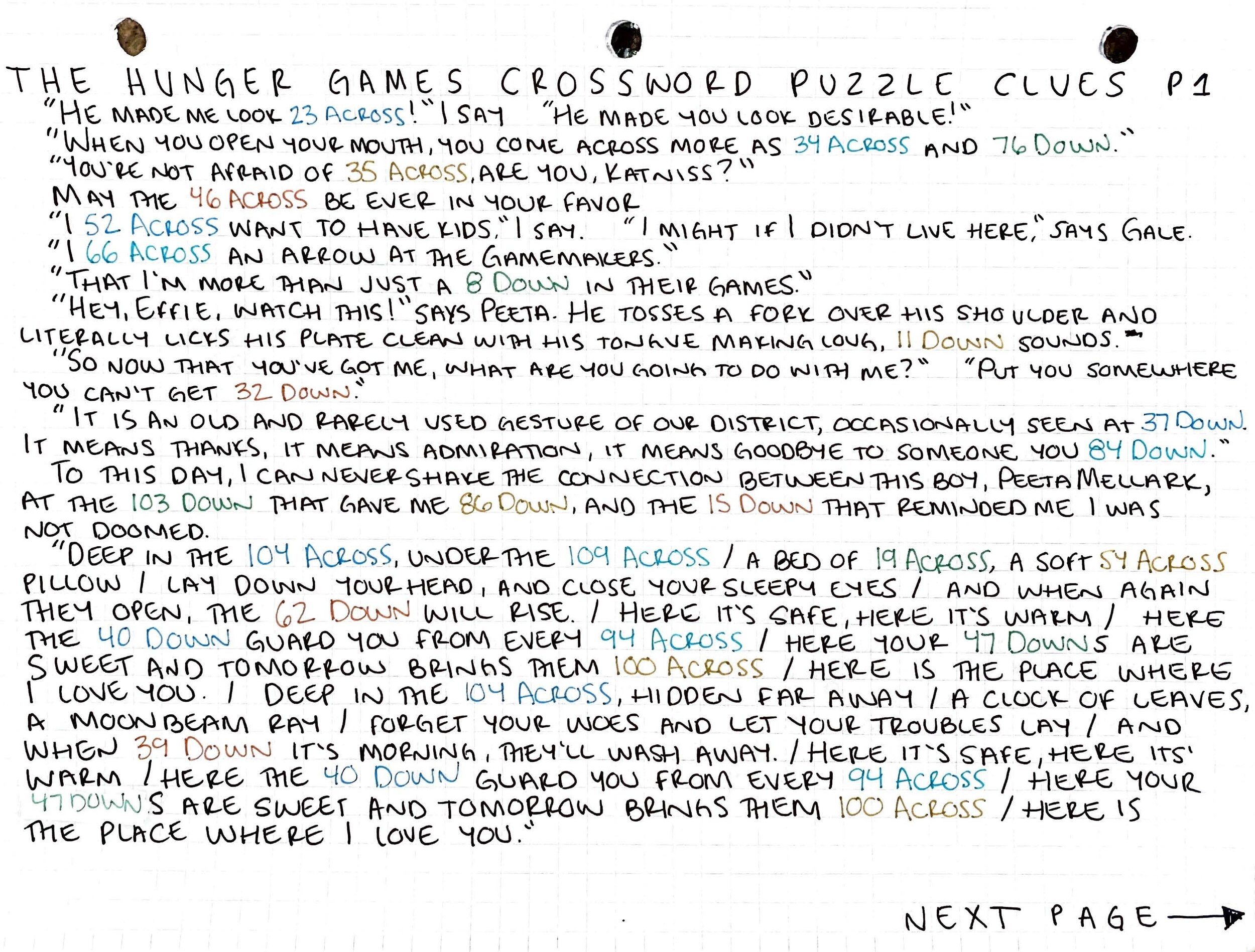 The Hunger Games Crossword Puzzle Bayley Reads Books