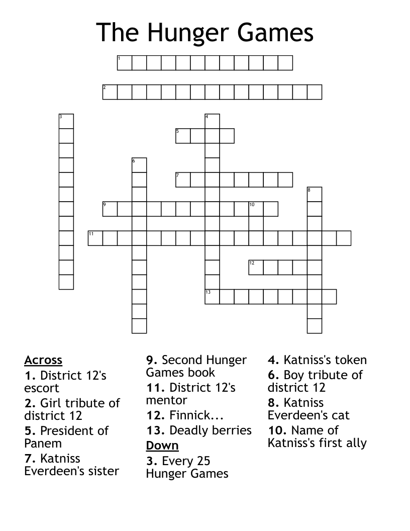 The Hunger Games Crossword WordMint