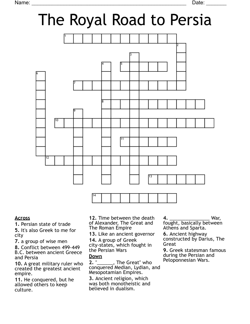 The Royal Road To Persia Crossword WordMint The Royal Road To Persia Crossword WordMint