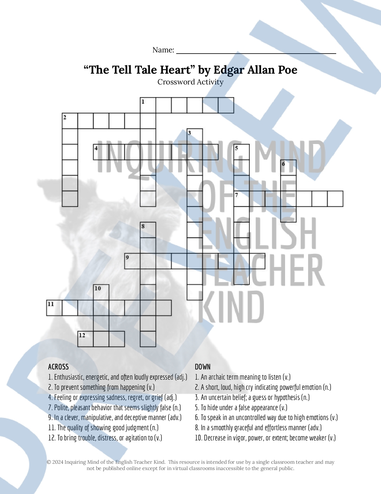 The Tell Tale Heart Vocabulary Development Games For High School Made By Teachers The Tell Tale Heart Vocabulary Development Games For High School Made By Teachers
