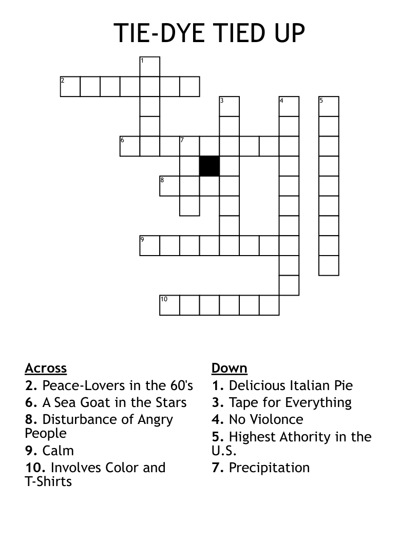 TIE DYE TIED UP Crossword WordMint