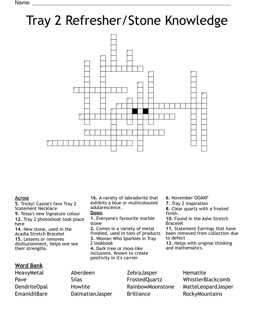 metal marble crossword