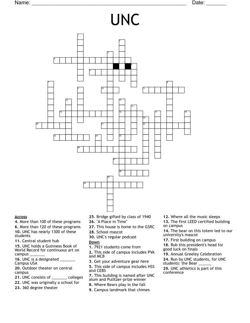 UNC Crossword WordMint UNC Crossword WordMint