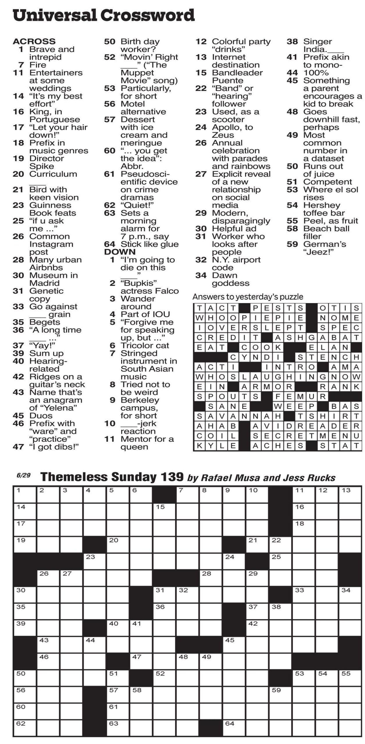 Universal Crossword Puzzles