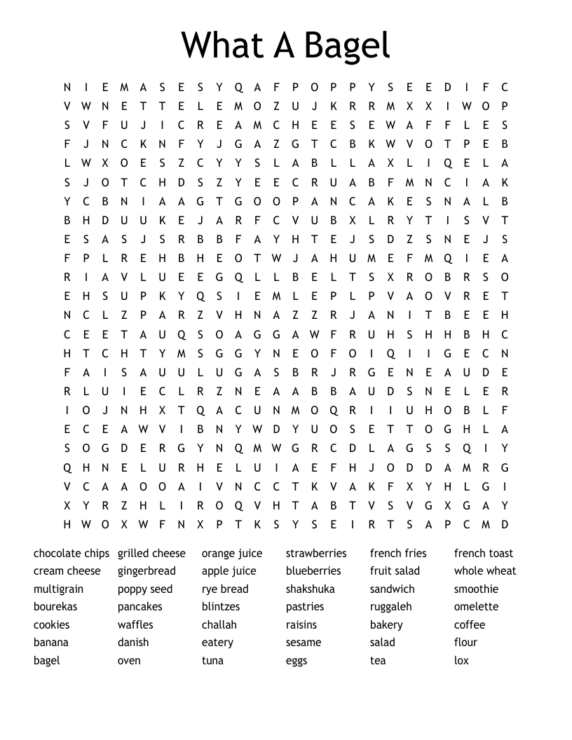 What A Bagel Word Search WordMint What A Bagel Word Search WordMint