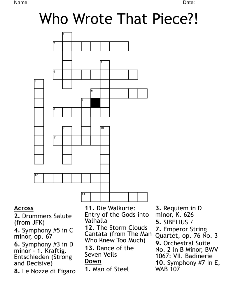 Who Wrote That Piece Crossword WordMint