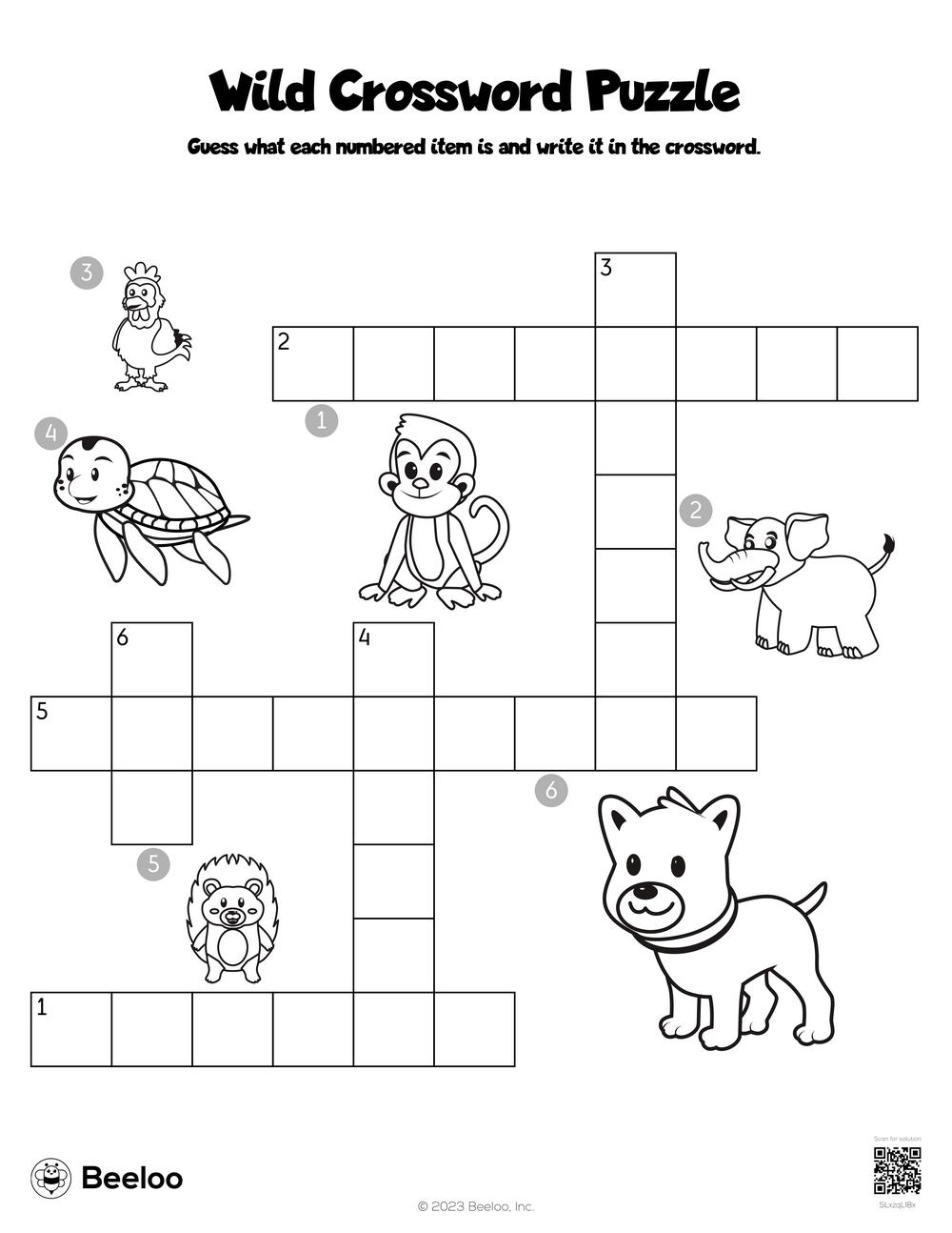 Wild Crossword Puzzle Beeloo Printable Crafts And Activities For Kids