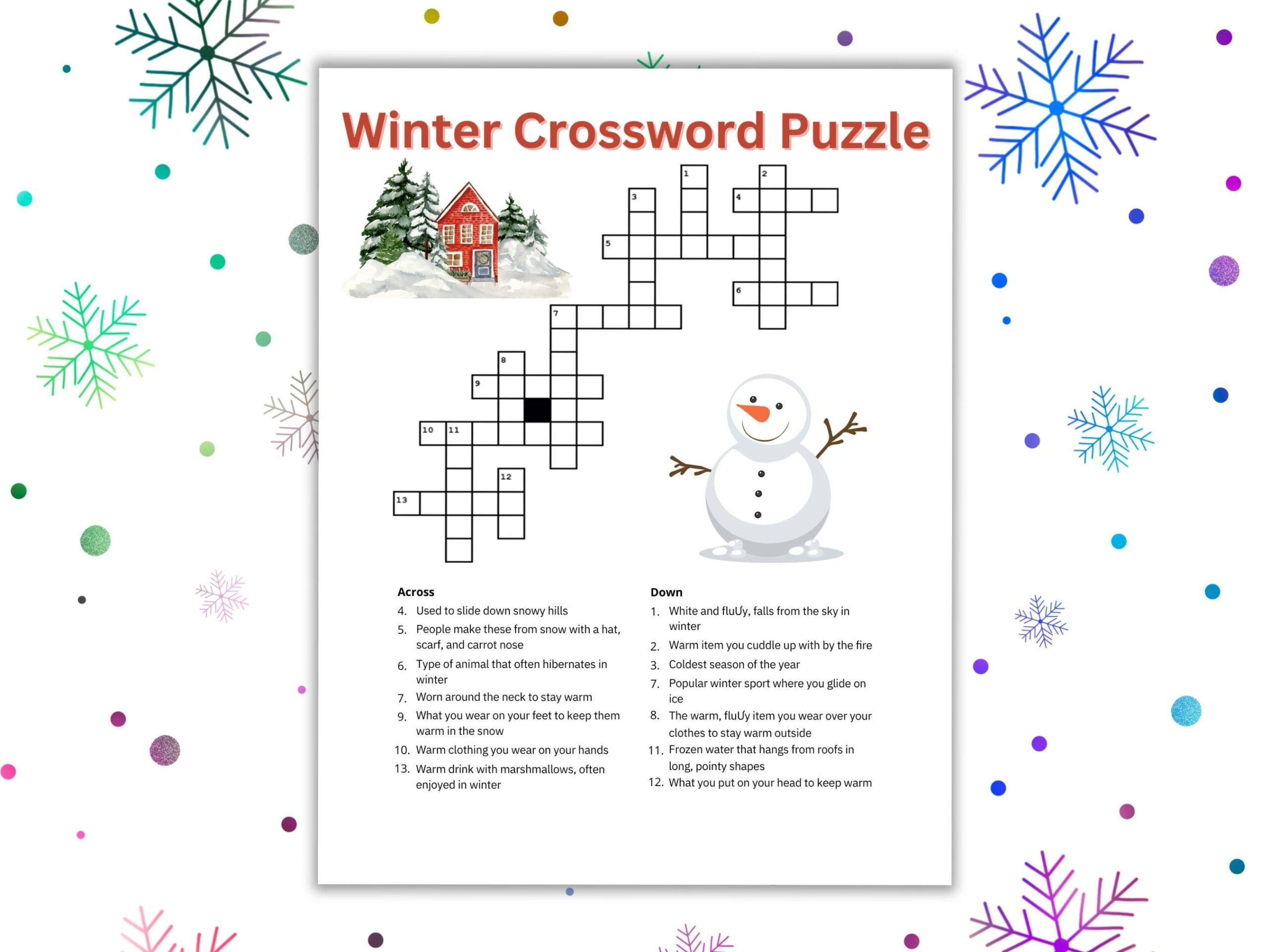 Winter Crossword Puzzle Printable Worksheet Game For Kids Adults Seniors Family Winter Game Etsy Winter Crossword Puzzle Printable Worksheet Game For Kids Adults Seniors Family Winter Game Etsy