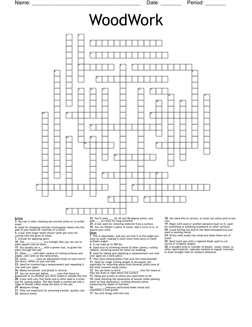WoodWork Crossword WordMint WoodWork Crossword WordMint