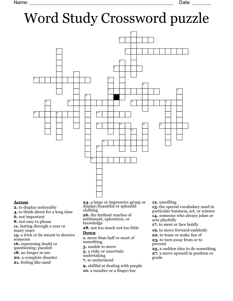 Word Study Crossword Puzzle WordMint Word Study Crossword Puzzle WordMint